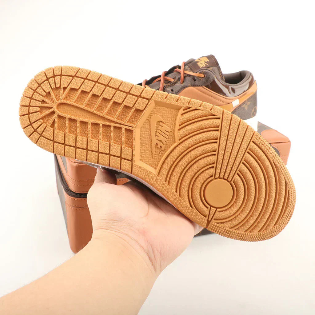 Nike Air Jordan 1 x LV Low Custom – Brown/Gold Monogram